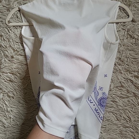 TFNC Paris London Y2K Style White Stretchy Sleeveless Tank Top Glittery Purple - Picture 7 of 10